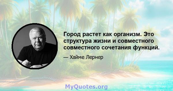 Город растет как организм. Это структура жизни и совместного совместного сочетания функций.