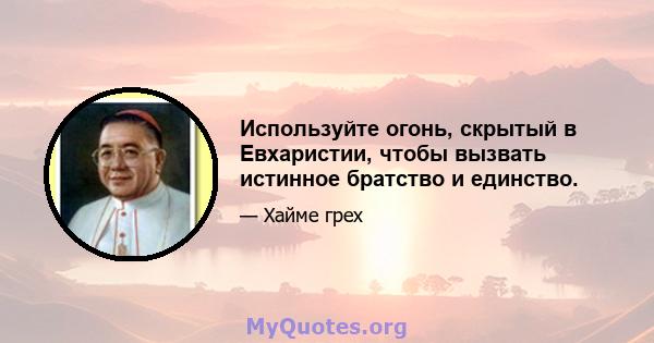 Используйте огонь, скрытый в Евхаристии, чтобы вызвать истинное братство и единство.