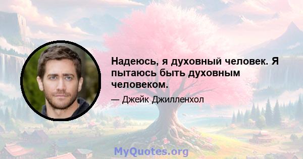 Надеюсь, я духовный человек. Я пытаюсь быть духовным человеком.