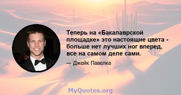 Теперь на «Бакалаврской площадке» это настоящие цвета - больше нет лучших ног вперед, все на самом деле сами.