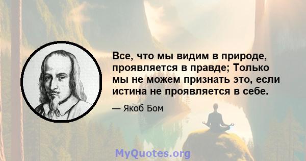 Все, что мы видим в природе, проявляется в правде; Только мы не можем признать это, если истина не проявляется в себе.