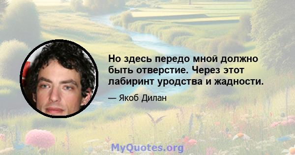 Но здесь передо мной должно быть отверстие. Через этот лабиринт уродства и жадности.