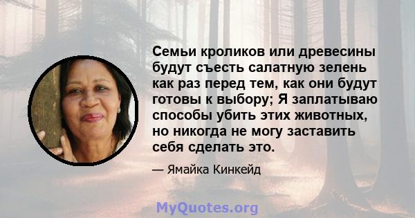 Семьи кроликов или древесины будут съесть салатную зелень как раз перед тем, как они будут готовы к выбору; Я заплатываю способы убить этих животных, но никогда не могу заставить себя сделать это.