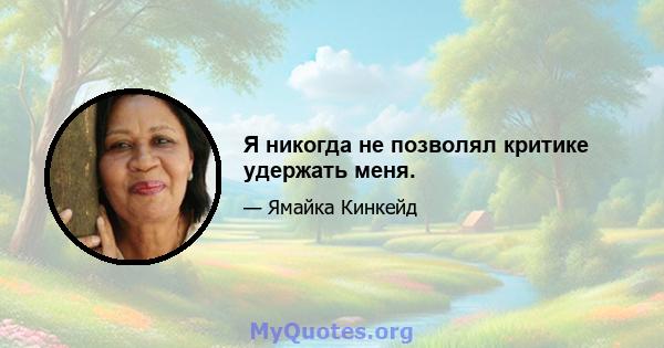 Я никогда не позволял критике удержать меня.