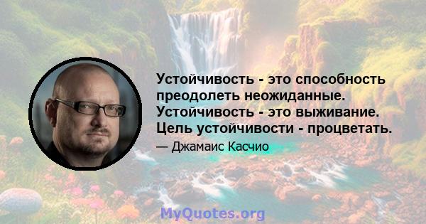 Устойчивость - это способность преодолеть неожиданные. Устойчивость - это выживание. Цель устойчивости - процветать.