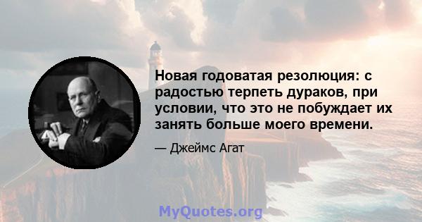 Новая годоватая резолюция: с радостью терпеть дураков, при условии, что это не побуждает их занять больше моего времени.