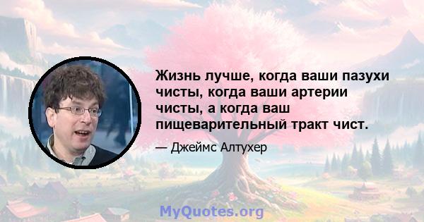 Жизнь лучше, когда ваши пазухи чисты, когда ваши артерии чисты, а когда ваш пищеварительный тракт чист.