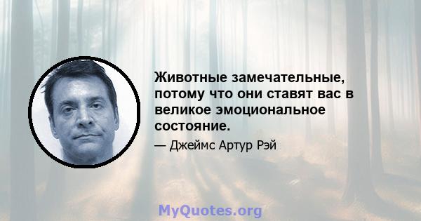 Животные замечательные, потому что они ставят вас в великое эмоциональное состояние.