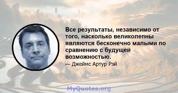 Все результаты, независимо от того, насколько великолепны являются бесконечно малыми по сравнению с будущей возможностью.