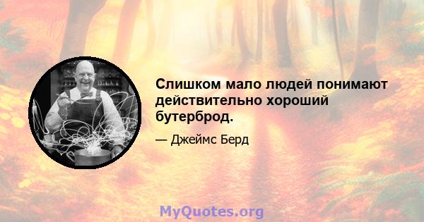 Слишком мало людей понимают действительно хороший бутерброд.