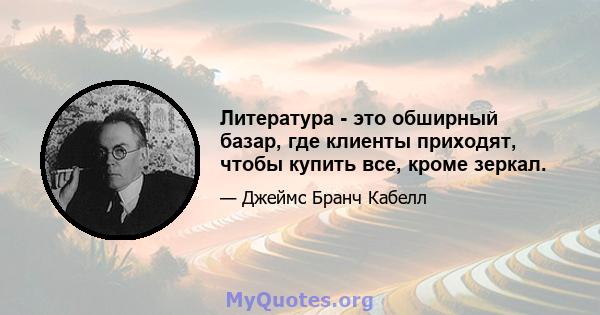 Литература - это обширный базар, где клиенты приходят, чтобы купить все, кроме зеркал.