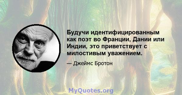 Будучи идентифицированным как поэт во Франции, Дании или Индии, это приветствует с милостивым уважением.