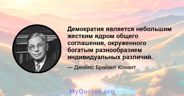 Демократия является небольшим жестким ядром общего соглашения, окруженного богатым разнообразием индивидуальных различий.