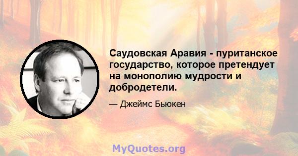 Саудовская Аравия - пуританское государство, которое претендует на монополию мудрости и добродетели.