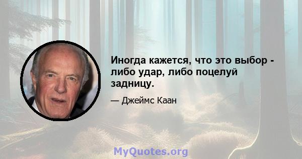 Иногда кажется, что это выбор - либо удар, либо поцелуй задницу.