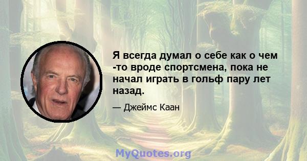 Я всегда думал о себе как о чем -то вроде спортсмена, пока не начал играть в гольф пару лет назад.