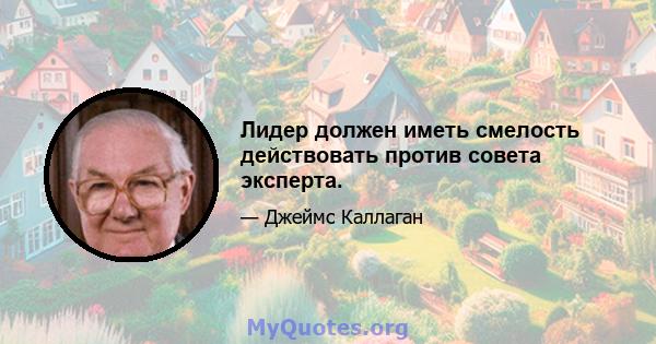 Лидер должен иметь смелость действовать против совета эксперта.