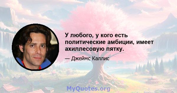 У любого, у кого есть политические амбиции, имеет ахиллесовую пятку.