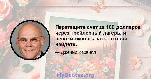 Перетащите счет за 100 долларов через трейлерный лагерь, и невозможно сказать, что вы найдете.