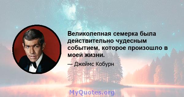 Великолепная семерка была действительно чудесным событием, которое произошло в моей жизни.