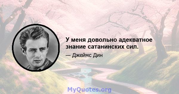 У меня довольно адекватное знание сатанинских сил.