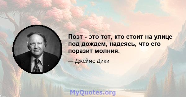 Поэт - это тот, кто стоит на улице под дождем, надеясь, что его поразит молния.