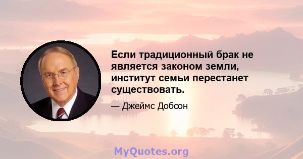 Если традиционный брак не является законом земли, институт семьи перестанет существовать.