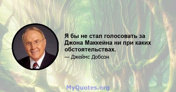 Я бы не стал голосовать за Джона Маккейна ни при каких обстоятельствах.