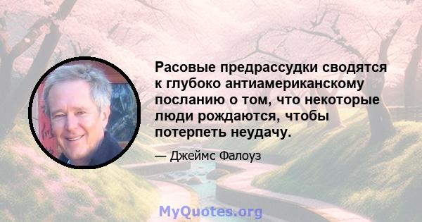 Расовые предрассудки сводятся к глубоко антиамериканскому посланию о том, что некоторые люди рождаются, чтобы потерпеть неудачу.