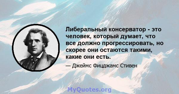 Либеральный консерватор - это человек, который думает, что все должно прогрессировать, но скорее они остаются такими, какие они есть.