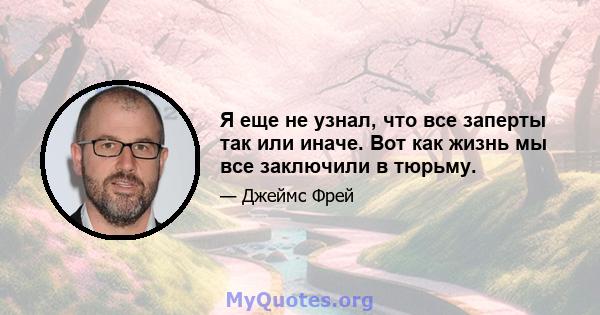 Я еще не узнал, что все заперты так или иначе. Вот как жизнь мы все заключили в тюрьму.