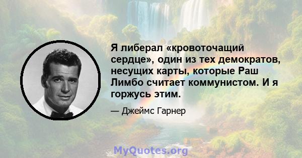 Я либерал «кровоточащий сердце», один из тех демократов, несущих карты, которые Раш Лимбо считает коммунистом. И я горжусь этим.