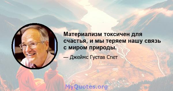 Материализм токсичен для счастья, и мы теряем нашу связь с миром природы.