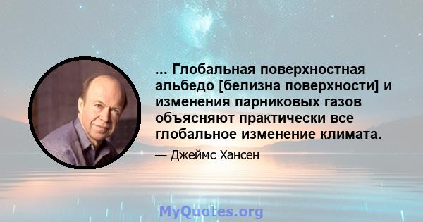 ... Глобальная поверхностная альбедо [белизна поверхности] и изменения парниковых газов объясняют практически все глобальное изменение климата.