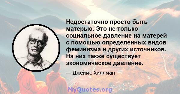 Недостаточно просто быть матерью. Это не только социальное давление на матерей с помощью определенных видов феминизма и других источников. На них также существует экономическое давление.