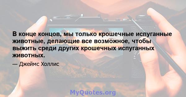 В конце концов, мы только крошечные испуганные животные, делающие все возможное, чтобы выжить среди других крошечных испуганных животных.