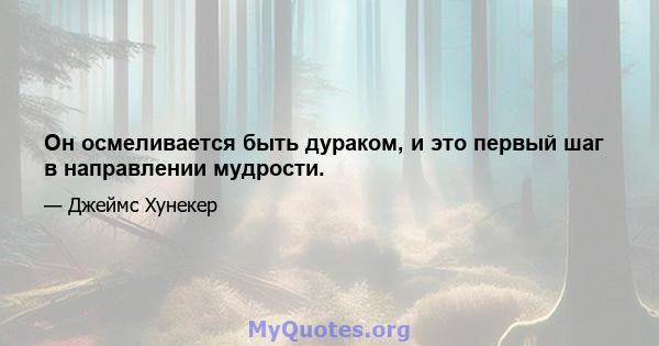 Он осмеливается быть дураком, и это первый шаг в направлении мудрости.