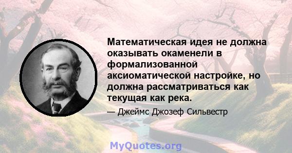 Математическая идея не должна оказывать окаменели в формализованной аксиоматической настройке, но должна рассматриваться как текущая как река.