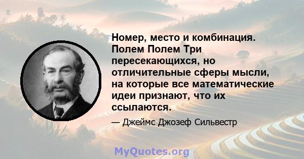 Номер, место и комбинация. Полем Полем Три пересекающихся, но отличительные сферы мысли, на которые все математические идеи признают, что их ссылаются.