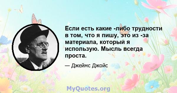 Если есть какие -либо трудности в том, что я пишу, это из -за материала, который я использую. Мысль всегда проста.