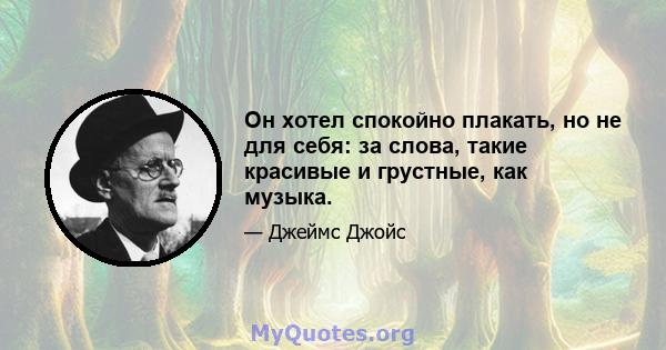 Он хотел спокойно плакать, но не для себя: за слова, такие красивые и грустные, как музыка.