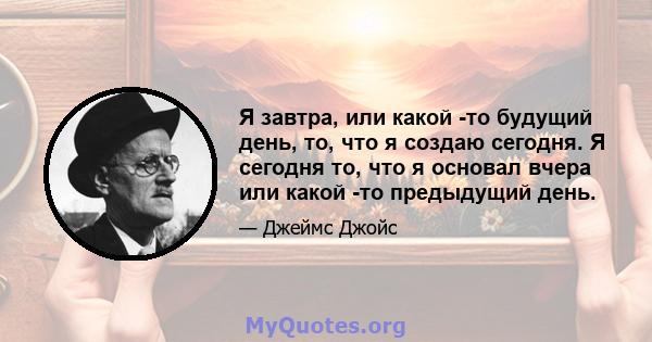 Я завтра, или какой -то будущий день, то, что я создаю сегодня. Я сегодня то, что я основал вчера или какой -то предыдущий день.