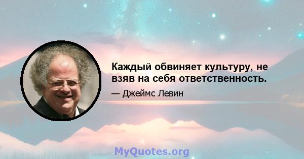 Каждый обвиняет культуру, не взяв на себя ответственность.