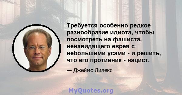 Требуется особенно редкое разнообразие идиота, чтобы посмотреть на фашиста, ненавидящего еврея с небольшими усами - и решить, что его противник - нацист.