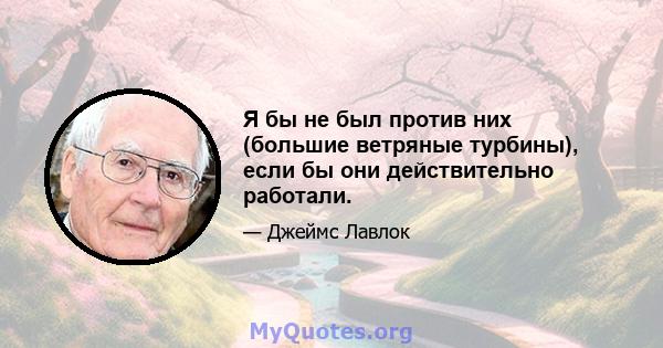 Я бы не был против них (большие ветряные турбины), если бы они действительно работали.