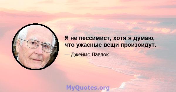 Я не пессимист, хотя я думаю, что ужасные вещи произойдут.