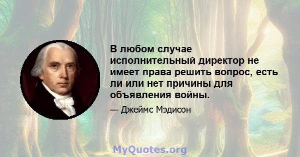 В любом случае исполнительный директор не имеет права решить вопрос, есть ли или нет причины для объявления войны.