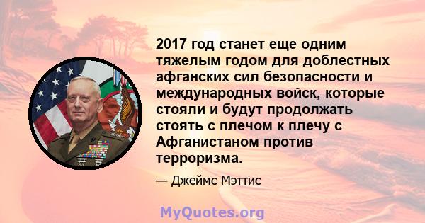 2017 год станет еще одним тяжелым годом для доблестных афганских сил безопасности и международных войск, которые стояли и будут продолжать стоять с плечом к плечу с Афганистаном против терроризма.