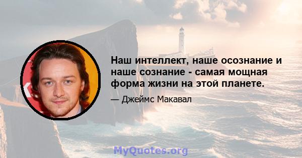 Наш интеллект, наше осознание и наше сознание - самая мощная форма жизни на этой планете.