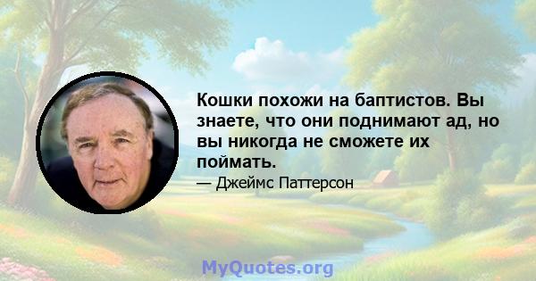 Кошки похожи на баптистов. Вы знаете, что они поднимают ад, но вы никогда не сможете их поймать.